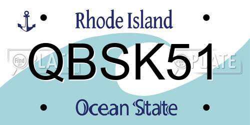 QBSK51 Rhode Island License Plate