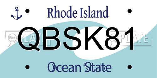 QBSK81 Rhode Island License Plate