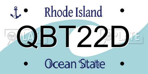 QBT22D Rhode Island License Plate
