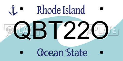 QBT22O Rhode Island License Plate
