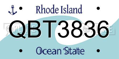 QBT3836 Rhode Island License Plate