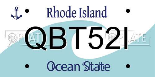 QBT52I Rhode Island License Plate