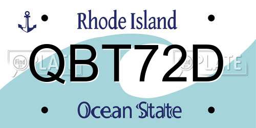 QBT72D Rhode Island License Plate