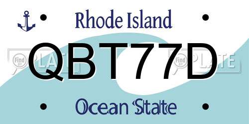 QBT77D Rhode Island License Plate