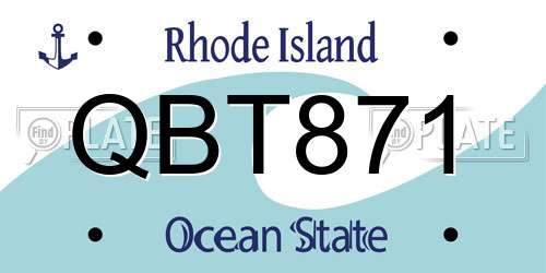 QBT871 Rhode Island License Plate