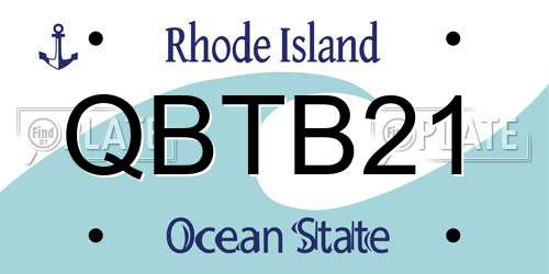 QBTB21 Rhode Island License Plate