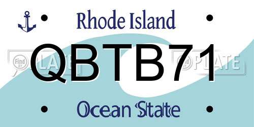 QBTB71 Rhode Island License Plate