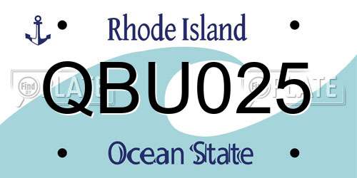 QBU025 Rhode Island License Plate