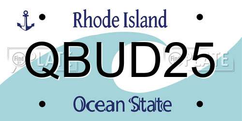 QBUD25 Rhode Island License Plate