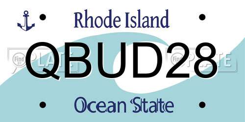 QBUD28 Rhode Island License Plate