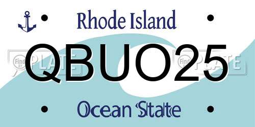 QBUO25 Rhode Island License Plate