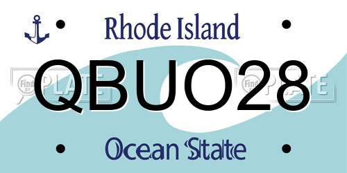QBUO28 Rhode Island License Plate