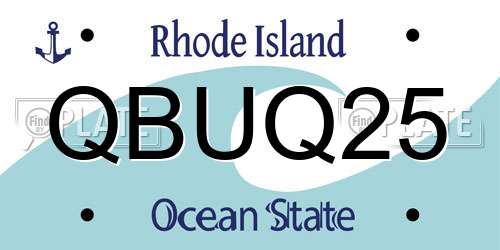 QBUQ25 Rhode Island License Plate