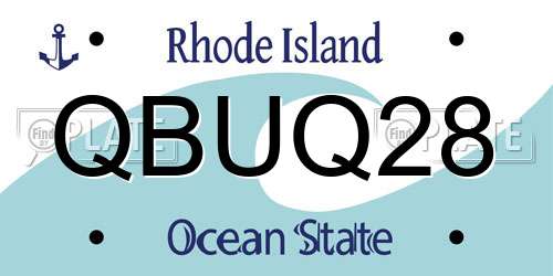 QBUQ28 Rhode Island License Plate