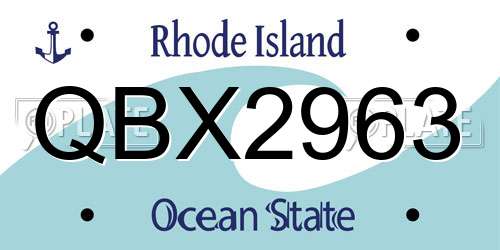 QBX2963 Rhode Island License Plate