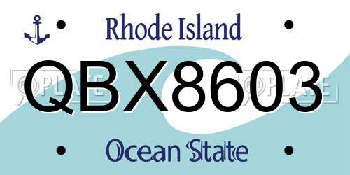 QBX8603 Rhode Island License Plate