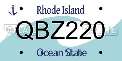 QBZ220 Rhode Island License Plate