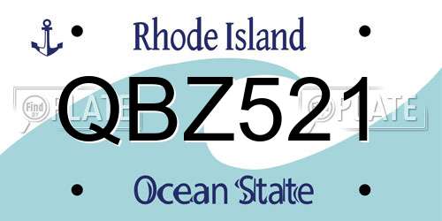 QBZ521 Rhode Island License Plate