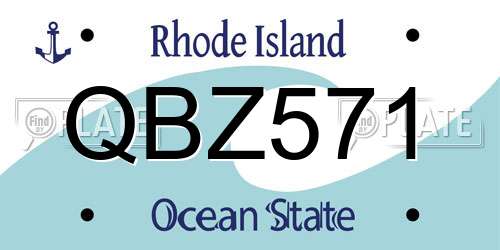 QBZ571 Rhode Island License Plate