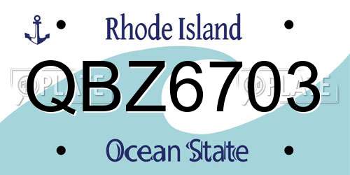 QBZ6703 Rhode Island License Plate