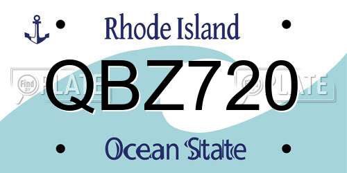 QBZ720 Rhode Island License Plate