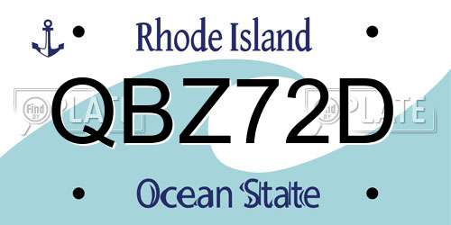 QBZ72D Rhode Island License Plate