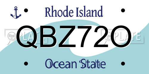 QBZ72O Rhode Island License Plate