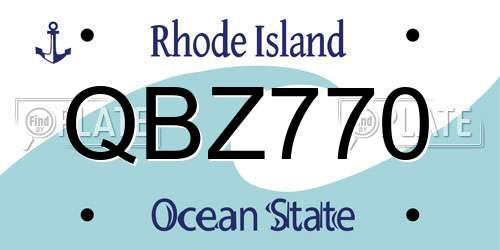 QBZ770 Rhode Island License Plate