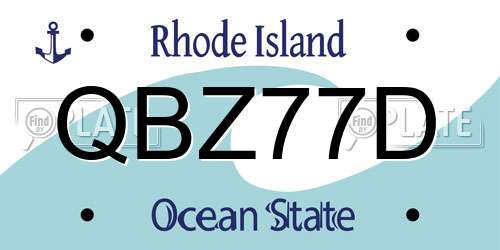 QBZ77D Rhode Island License Plate