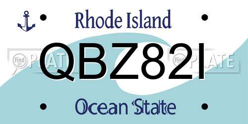 QBZ82I Rhode Island License Plate