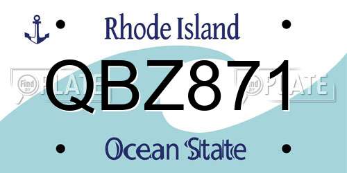 QBZ871 Rhode Island License Plate