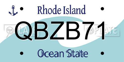 QBZB71 Rhode Island License Plate