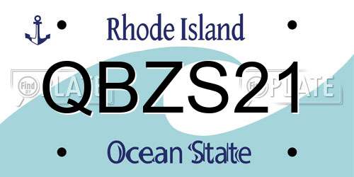 QBZS21 Rhode Island License Plate
