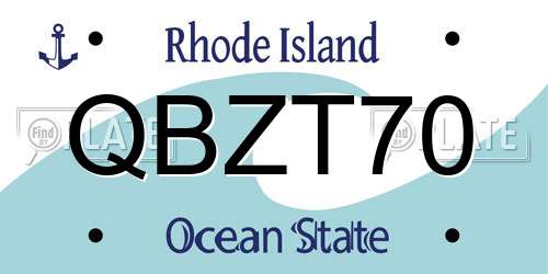 QBZT70 Rhode Island License Plate
