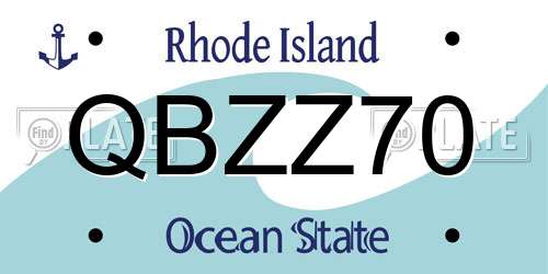 QBZZ70 Rhode Island License Plate