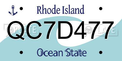 QC7D477 Rhode Island License Plate