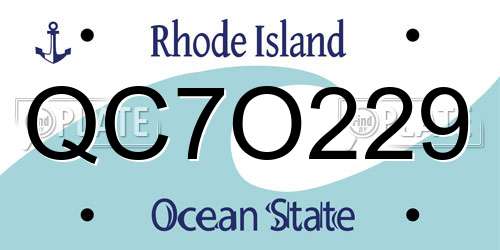 QC7O229 Rhode Island License Plate