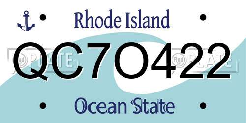 QC7O422 Rhode Island License Plate