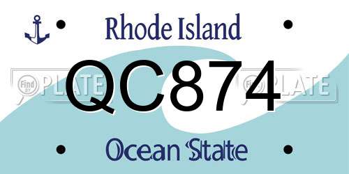 QC874 Rhode Island License Plate