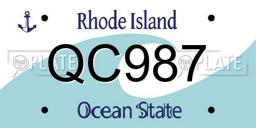 QC987 Rhode Island License Plate