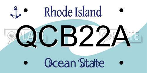 QCB22A Rhode Island License Plate
