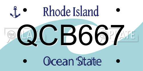 QCB667 Rhode Island License Plate