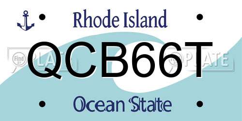 QCB66T Rhode Island License Plate