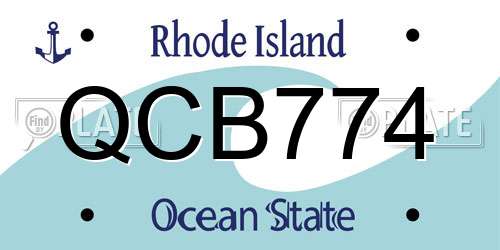 QCB774 Rhode Island License Plate