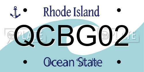 QCBG02 Rhode Island License Plate