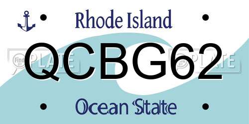 QCBG62 Rhode Island License Plate