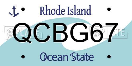 QCBG67 Rhode Island License Plate