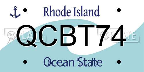 QCBT74 Rhode Island License Plate