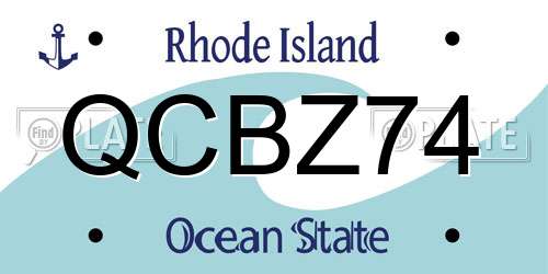 QCBZ74 Rhode Island License Plate