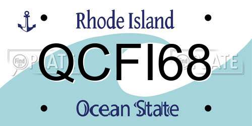 QCFI68 Rhode Island License Plate
